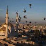 Madaba skyline and historic mosques in central Jordan