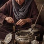 Jordanian artisan crafting Nabataean-inspired silver jewellery in Petra